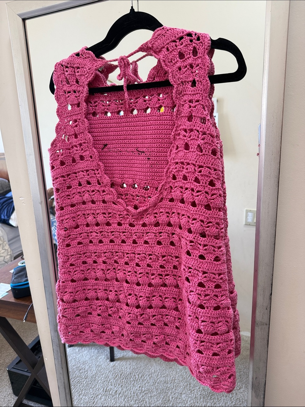 Ganni Crochet Cover Up Tunic in Shocking Pink S - Picture 15 of 15